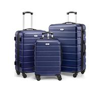 Juego de equipaje de 3 piezas de carcasa dura con ruedas giratorias, cerradura TSA, juegos de maletas de viaje de 20, 24 y 28 pulgadas, azul brillante, Azul oscuro., carry-on 20 inch, checked 24inch
