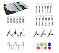 Juego de equipo de pesca de 140 piezas, incluye pivotes de acero inoxidable, plomos, topes de boya y hebillas en caja de ABS portátil para almacenamiento organizado