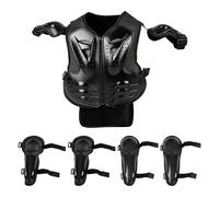 Juego de equipo de protección para niños, 5 piezas de chaqueta protectora de motocicleta, chaleco deportivo acolchado con protección de pecho, además de protectores de rodilla y codo para motociclismo