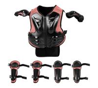 Juego de equipo de protección para niños, 5 piezas de chaqueta protectora de motocicleta, chaleco deportivo acolchado con protección de pecho, además de protectores de rodilla y codo para motociclismo