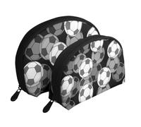 Juego de Equipo Deportivo Fútbol, Bolsa de Maquillaje de Concha, Monedero pequeño para Mujer, Bolsa de artículos de tocador, Bolsa de cosméticos, 2 Piezas