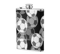 Juego de equipo deportivo Fútbol,Frasco de acero inoxidable 304 de 8 oz con funda de cuero sintético, frasco de bolsillo para licor plano para exteriores