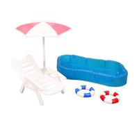 Juego de escena de playa en miniatura para casas de muñecas de 1/12, muebles de exhibición junto a la piscina, con tumbona, parasol para niños, accesorios de casa de muñecas