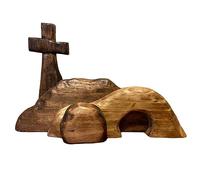 Juego de Escena de Resurrección de Pascua, Juego de Estatua de Tumba de Madera, Escena de Pascua de Tumba Vacía, Estatuilla de Cristo Resucitado en Cruz, Decoración de Escena de Natividad de(#1)