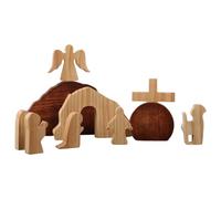 Juego de escenas de resurrección genérico, Christian Table Centerpiece, Wooden Empty Tomb Statue, Holiday Desktop Ornament, Symbolic Religious Decoration for Home, Iglesia, and Celebrations