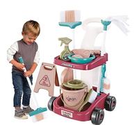Juego de escoba y fregona para niños pequeños, conjunto de escoba y fregona para | Juego de limpieza para, carro de hogar con escoba, bandeja de polvo, frasco pulvéri