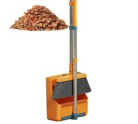 Juego de Escoba y recogedor: diseño Vertical, Dientes raspadores autolimpiantes, Cabezal Giratorio portátil con Mango Largo | Cerdas Flexibles para la Limpieza del Piso de la Oficina del vestíbulo de