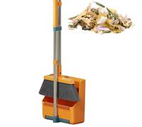 Juego de escoba y recogedor vertical plegable para exteriores, escoba vertical y recogedor, escoba giratoria de 180 grados con ganchos para escoba, juego de escoba de mango ajustable para baño,