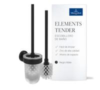 Juego de escobilla de baño Villeroy & Boch Elements Tender, redonda - Negra | Apto para montaje en pared, recipiente de vidrio esmerilado, incluye cepillo, TVA151016000K5