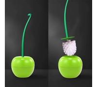 Juego de escobilla de inodoro con reconocible para soporte de contorno de cereza para una identidad visual mejorada en espacios de baño (verde)