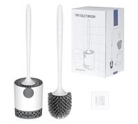 Juego de escobilla de inodoro con soporte, cepillo de limpieza para inodoro con soporte, herramienta de limpieza montada en la pared para ducha, hotel, hogar, oficina, dormitorio, apartamento