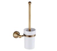 Juego de escobilla de inodoro de latón antiguo con soporte de cerámica, elegante herramienta de limpieza de baño, diseño elegante para decoración del hogar y accesorio de baño funcional