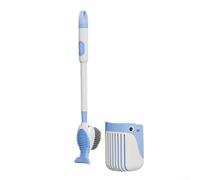 Juego de escobilla de inodoro de silicona con montaje en pared y opciones de colocación en el suelo con soporte de secado rápido para una limpieza eficiente (azul)