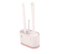 Juego de escobilla de inodoro y soporte, mango largo, cepillo limpiador de inodoro, multifuncional, para colgar en el baño (rosa akura)