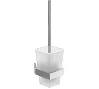 Juego de escobilla para el Inodoro Elements Striking de Villeroy & Boch, Soporte para Cepillo de WC de Montaje en Pared, Juego de escobilla y Recipiente de Vidrio Satinado, Angular, Chrom