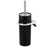Juego de escobilla Redonda Savona de Bremermann Incl. Soporte de Pared para Pegar o taladrar y 1 Cabezal de escobilla de Repuesto - para baños y aseos de Invitados de plástico (Negro)