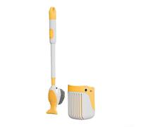 Juego de escobillas de inodoro con soporte ventilado de secado rápido, cerdas de silicona para limpieza profunda, instalación en pared o suelo para comodidad del baño (amarillo)