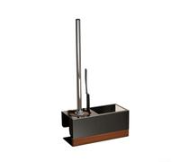 Juego de escobillas de inodoro con ventosa para montar en la pared, herramienta de limpieza de baño sin huecos, mango de madera extendido de 31 cm, acero al carbono, negro, fácil instalación sin
