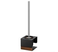 Juego de escobillas de inodoro con ventosa para montar en la pared, herramienta de limpieza de baño sin huecos, mango de madera extendido de 31 cm, acero al carbono, negro, fácil instalación sin
