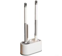 Juego de escobillas de inodoro de 360 grados con soporte de pared o de pie, limpiador de baño de doble uso con base antigoteo y mango largo ergonómico para una limpieza profunda (3)