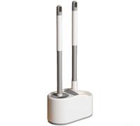 Juego de escobillas de inodoro de 360 grados con soporte de pared o de pie, limpiador de baño de doble uso con base antigoteo y mango largo ergonómico para una limpieza profunda (2)