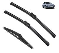 Juego de escobillas limpiaparabrisas delanteras compatible con MG Marvel R 2021 2022 2023 cepillos de parabrisas trasero de lujo accesorios de coche recambios de goma (Color : Front Rear, Size : LHD