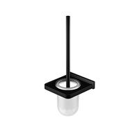 Steinberg 450 - Escobilla de WC de pared con soporte, cristal blanco/negro mate 450 2901 S