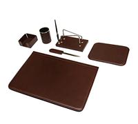 Juego de escritorio de 6 piezas - 100% cuero de plena flor - Hecho a mano en Italia por expertos artesanos - Elegante y funcional, ideal para la oficina - Marrón