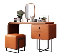 Juego de escritorio de tocador con espejo y taburete, tocador de dormitorio para maquillaje y almacenamiento, diseño compacto