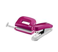 Juego de escritorio Novus (grapadora E 15 con perforadora E 210, incl. 1000 grapas n.º 10) rosa