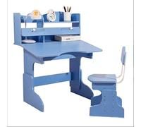 Juego de Escritorio y Silla Ajustable para Estudiantes, Mesa de Estudio ergonómica múltiple con Escritorio Inclinado, Escritorio Escolar y Soporte para Libros, estantería de Doble Capa para niños y