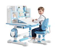 Juego de escritorio y silla para niños, escritorio inclinable ajustable y altura, escritorio de estudio para niños con silla, gran almacenamiento, escritorio de computadora de pintura de estudio para