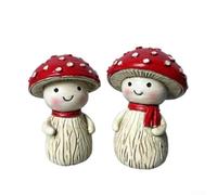 Juego de escultura de jardín de hongos de resina, decoración de interiores y exteriores en forma de hongo de dibujos animados, adorno de césped rojo y blanco para decoración de mesa del hogar, 2