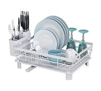 Juego de Escurreplatos con Escurridor, Escurreplatos con Escurridor para Mostrador de Cocina, Escurreplatos Grande con Soporte para Copas de Vino, Soporte para Utensilios y Escurreplatos