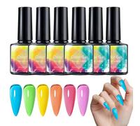 Juego De Esmalte De Uñas De De Gelatina, Fórmula Fluorescente De Secado Rápido, 6 Piezas, Juego De Bodas N Ail, De Arte De Uñas Navideñas, Duradero Y Resistente A Los Chips, Para Bodas, Fiesta