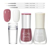 Juego de esmalte de uñas francés, esmalte de uñas rosa natural para mujeres con sello de uñas y pincel fino para decoración de uñas, secado rápido y duradero, esmalte de uñas no tóxico, uñas DIY, sin