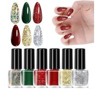 Juego De Esmalte De Uñas Para Navidad | Accesorios De Larga Duración De 6 Colores - Juego De Esmalte En Gel - Para Navidad Festival Salón Hogar Viajes Bodas Nupcias Spa Cuidado Personal Fiestas Verano