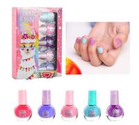 Juego de esmalte de uñas para niños, no tóxico, secado rápido, esmalte de uñas para niños, juego de esmalte de uñas brillante para niñas, 5 colores para regalos de cumpleaños, salón de uñas DIY