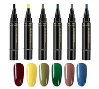 Juego de esmaltes de uñas de gel, bolígrafos de esmalte de uñas de gel | Rotuladores de pintura para esmalte de uñas en gel de 6 colores de secado rápido | Sin esmalte de uñas UVGel, bolígrafos artesa