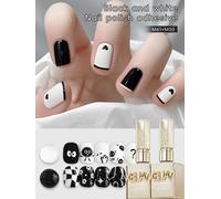 Juego de esmaltes de uñas en Gel de colores blanco y negro, 2 uds., 15Ml, Led/Uv empapado, esmalte de uñas en Gel neutro para decoración de uñas, larga duración 061-050