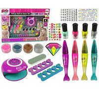 Juego de esmaltes de uñas grandes con purpurina, pegatinas secadoras