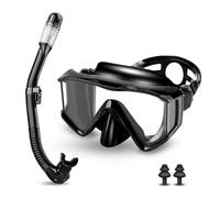 Juego de esnórquel para adultos, gafas de buceo para adultos, con tubo seco, máscara de buceo impermeable, antivaho y antifugas, con lente de cristal templado, set de esnórquel para snorkel y buceo