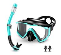 Juego de esnórquel para adultos, gafas de buceo para adultos, con tubo seco, máscara de buceo impermeable, antivaho y antifugas, con lente de cristal templado, set de esnórquel para snorkel y buceo