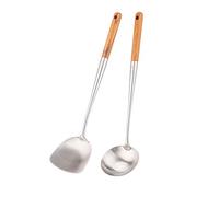 Juego de espátula y cucharón de Wok, espátula de acero inoxidable 304 de 43 cm