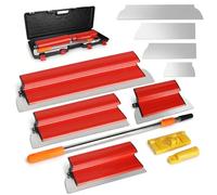 Juego de espátulas de superficie con maletín, espátula de acero inoxidable con barra telescópica y adaptador, 80/60/40/25 cm, espátula profesional para grandes áreas de trabajo, decoración de pared y