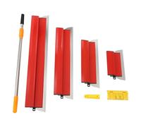 Juego de espátulas de superficie para paneles de yeso con mango de extensión de 130 cm, 80 cm/60 cm/40 cm/25 cm para grandes áreas de trabajo, decoración de pared y construcción (rojo)