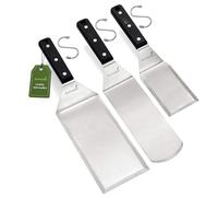 Juego de espátulas para plancha, espátula de metal de acero inoxidable y raspador de plancha, accesorios de parrilla pesados, ideales para parrilla de hierro fundido, parrilla plana de grado comercial