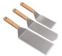 Juego de espátulas profesionales - tortitas de acero inoxidable y rascador de plancha pulgadas de gran tamaño para hamburguesas Turner ideal para plancha barbacoa y cocina plana - Calidad comercial