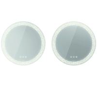 Juego de espejos Duravit Happy D.2 Plus (2 piezas) redondo con iluminación, versión iCon, con calefacción de espejo, 700x700x55mm, blanco mate, HP7487S00000000, Versión: Decoración del campo luminoso:
