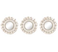 Home ESPRIT Juego de Espejos Blanco Boho 20 x 1 x 20 cm (3 Piezas) - Marca EAN: 8424002123314